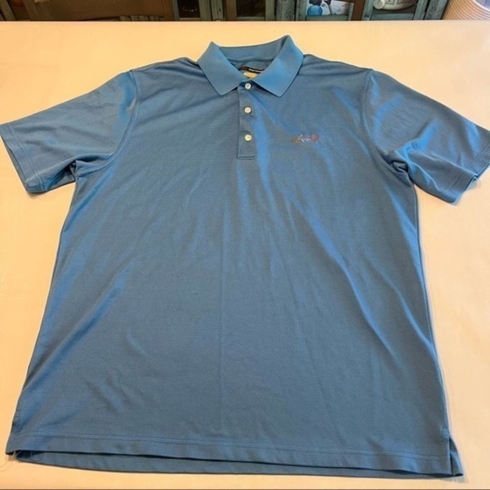 Greg Norman Play Dry Golf Polo Shirt Mens Large L‎ Blue Short Sleeve